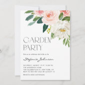  Waterverf Blush Flowers Garden Party Kaart (Voorkant)