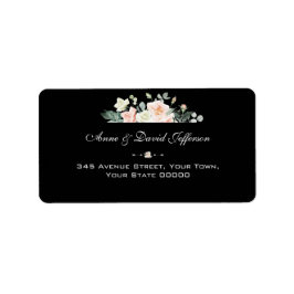 Waterverf Blush Flowers Gold Navy Wedding Etiket