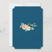 Waterverf Blush Flowers Gold Navy Wedding Kaart (Achterkant)
