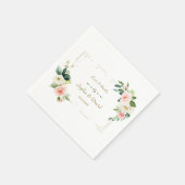Waterverf Blush Flowers Gold Navy Wedding Servet (Hoek)