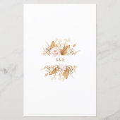 Waterverf Blush Flowers Pampas Grass Wedding Menu (Achterkant)