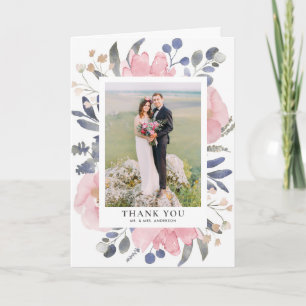  Waterverf Blush Flowers Weddenschap Bedankkaart