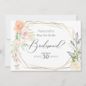 Waterverf Blush Flowers zal je mijn Bridesmaid zij Kaart (Voorkant)