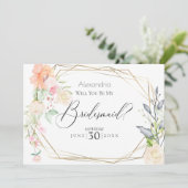 Waterverf Blush Flowers zal je mijn Bridesmaid zij Kaart (Staand voorkant)