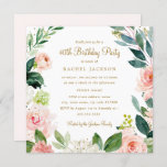 Waterverf Blush Gold Floral 40th Birthday Invite Kaart<br><div class="desc">modernere bloemetjesdaguitvindingen in de Little Bayleigh Store!</div>