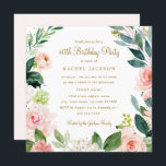Waterverf Blush Gold Floral 40th Birthday Invite Kaart<br><div class="desc">modernere bloemetjesdaguitvindingen in de Little Bayleigh Store!</div>