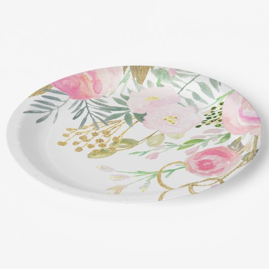 Waterverf Blush Gold Floral Vrijgezellenfeest Papi Papieren Bordje (Gekanteld)