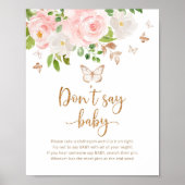 Waterverf Blush Gold floral Zeg geen baby game Poster (Voorkant)