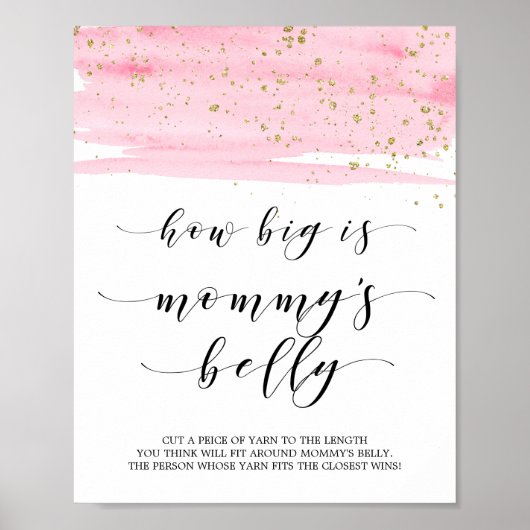 Waterverf Blush & Gold mama's Belly Baby shower Poster (Voorkant)