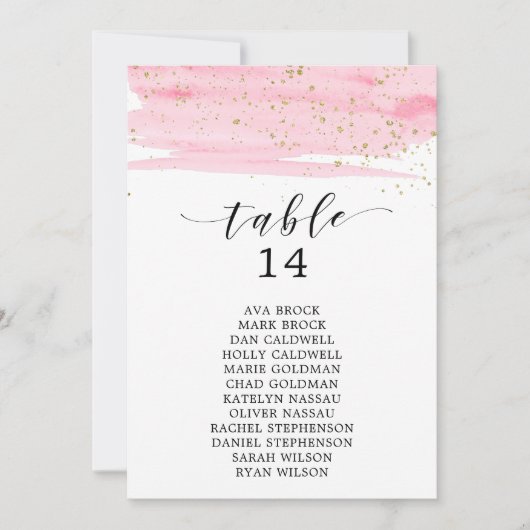 Waterverf Blush & Gold Table Number (Zitkaart) (Voorkant)