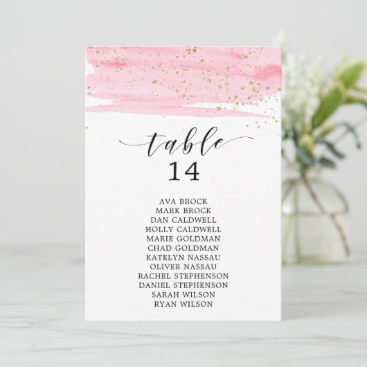 Waterverf Blush & Gold Table Number (Zitkaart) (Staand voorkant)