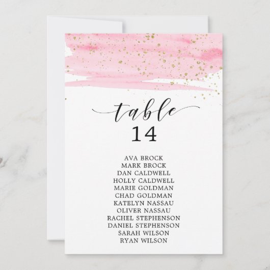 Waterverf Blush & Gold Table Number (Zitkaart) (Achterkant)
