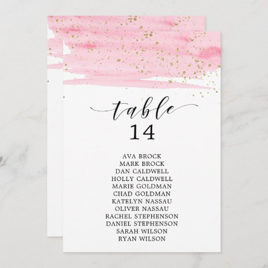 Waterverf Blush & Gold Table Number (Zitkaart) (Voorkant / Achterkant)