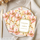 Waterverf Blush gouden bruiloft servetten