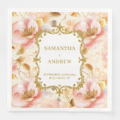 Waterverf Blush gouden bruiloft servetten (Voorkant)