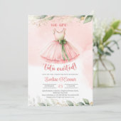 Waterverf blush gouden groen eucalyptus tutu jurk kaart (Staand voorkant)