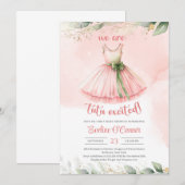 Waterverf blush gouden groen eucalyptus tutu jurk kaart (Voorkant / Achterkant)