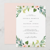 Waterverf Blush Green Botanische bruiloft Kaart (Voorkant / Achterkant)