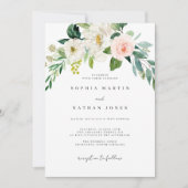 Waterverf Blush Green Leaf Botanical Wedding Inv Kaart (Voorkant)