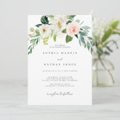 Waterverf Blush Green Leaf Botanical Wedding Inv Kaart (Staand voorkant)