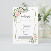 Waterverf Blush Ivoor Bloemen Gouden Bruiloft RSVP Kaartje (Staand voorkant)