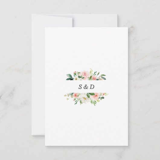 Waterverf Blush Ivoor Bloemen Gouden Bruiloft RSVP Kaartje (Achterkant)