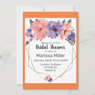 Waterverf Blush Lavendel Blauw Gouden Lijst Kaart