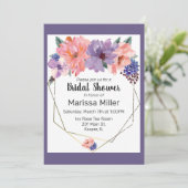 Waterverf Blush Lavender Blue Gold Lijst Kaart (Staand voorkant)