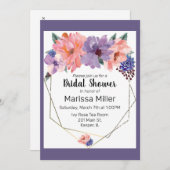 Waterverf Blush Lavender Blue Gold Lijst Kaart (Voorkant / Achterkant)