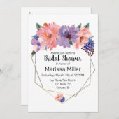 Waterverf Blush Lavender Blue Gold Lijst Kaart (Voorkant / Achterkant)