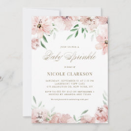 Waterverf Blush Mauve Pink Flowers Baby Kaart