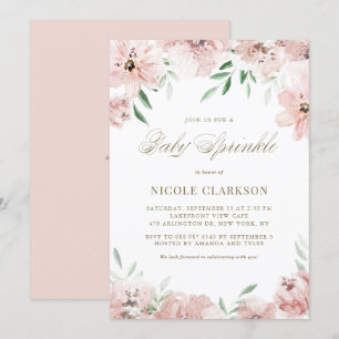 Waterverf Blush Mauve Pink Flowers Baby Kaart