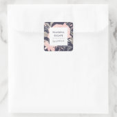 Waterverf Blush Navy Bloemen Product Business Vierkante Sticker (Tas)