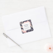 Waterverf Blush Navy Bloemen Product Business Vierkante Sticker (Envelop)