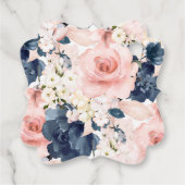 Waterverf Blush Navy Blue Rozen Dank u wel Bedankjes Labels (Achterkant)