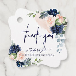 Waterverf Blush Navy Blue Rozen Dank u wel Bedankjes Labels