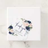 Waterverf Blush Navy Blue Rozen Dank u wel Bedankjes Labels (In situ)
