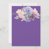 Waterverf Blush Paarse Floral Rustic Wedding Kaart (Achterkant)