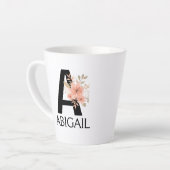 Waterverf Blush Pastel Roze Monogram met Naam Latte Mok (Linkerhoek)