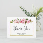 Waterverf Blush Peony Flowers Floral Bedankkaart (Staand voorkant)