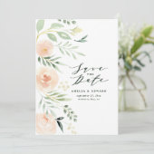 Waterverf blush perzikflesje & foliage Weddenschap (Staand voorkant)