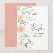 Waterverf blush perzikflesje & foliage Weddenschap (Voorkant / Achterkant)
