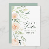 Waterverf blush perzikflesje & foliage Weddenschap (Voorkant / Achterkant)