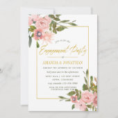 Waterverf Blush Pink and Gold Engagement Party Kaart (Voorkant)