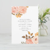 Waterverf Blush Pink and Gold Floral Wedding Kaart (Staand voorkant)