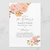 Waterverf Blush Pink and Gold Floral Wedding Programmakaart (Voorkant)