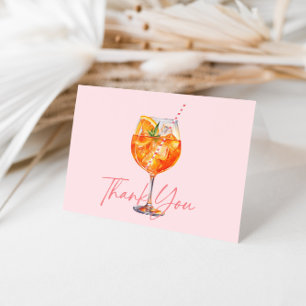 Waterverf Blush Pink Aperol Spritz-Vrijgezellenfee Bedankkaart