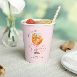 Waterverf Blush Pink Aperol Spritz-Vrijgezellenfee Papieren Bekers