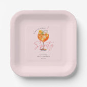 Waterverf Blush Pink Aperol Spritz-Vrijgezellenfee Papieren Bordje (Voorkant)