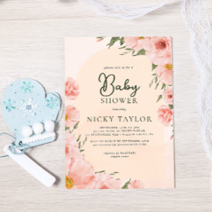 Waterverf Blush Pink Baby shower Kaart